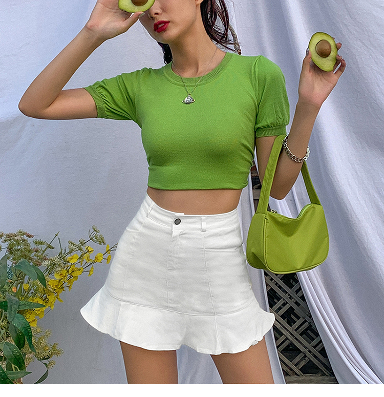 WhiteKLalien Age reduction girl New trend Auricularia auricula edge Sense of design A word Trouser skirt High waist Show thin Versatile skirt Short skirt