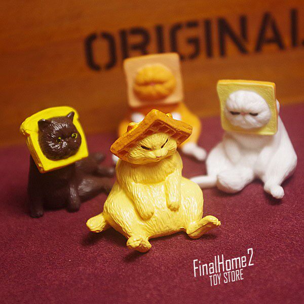 Daily single bulk toast cat Toast cat Sleepy cat Meow cat ornaments model doll toy Gacha doll