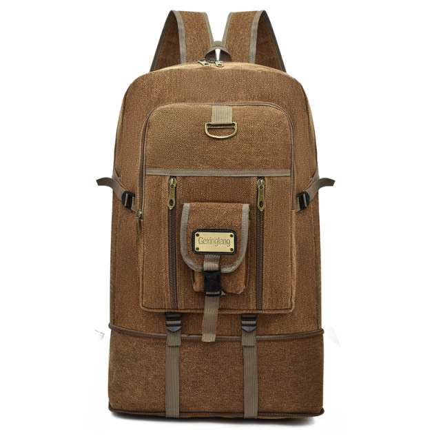 ໃໝ່ ໜາ canvas ຂະຫນາດໃຫຍ່ backpack ຜູ້ຊາຍ backpack ແມ່ຍິງກະເປົາເດີນທາງຖົງກິລາກາງແຈ້ງພູເຂົາຖົງຂະຫນາດໃຫຍ່