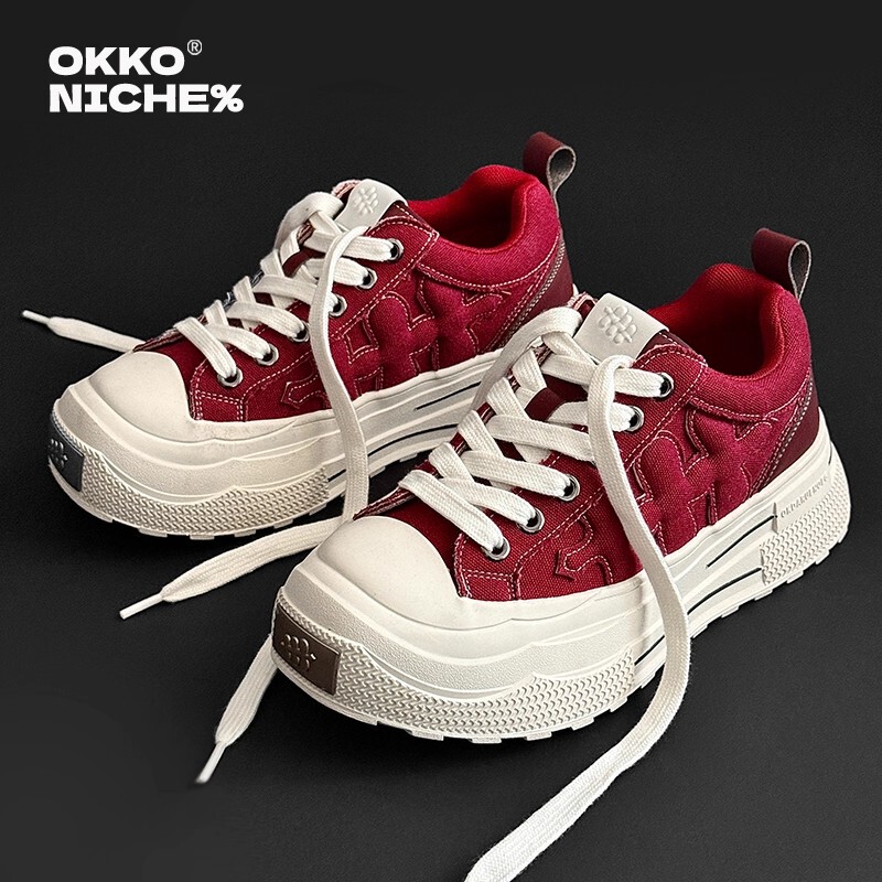 Wang Hedi's Same Style Canvas Shoes for Men and Women, 2025 New Trendy Brand Plum Blossom Sneakers, Thick-Soled Height-Increasing Sports Casual Shoes