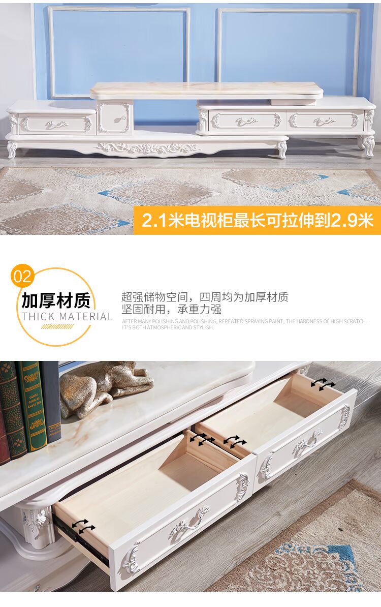Tủ tivi châu Âu bàn cà phê bàn ​​ăn và ghế kết hợp đá cẩm thạch ba mảnh hiện đại đơn giản Bộ bàn ghế phòng khách châu Âu - Bộ đồ nội thất kệ tivi