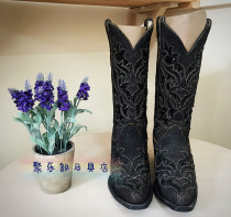 American CORRAL brand handmade Western womens cowboy boots thick-heeled horse boots