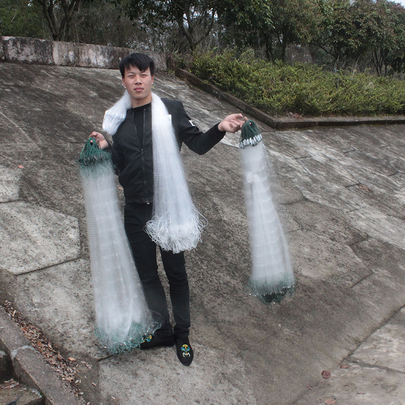 Three-layer sinking net small white strip half finger 6 points 7 points 8 points 9 points 3 fingers fishing net sticky net crucian carp fishing net fishing wire net