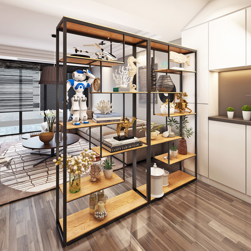 Iron partition screen shelf office living room industrial wind porch ...