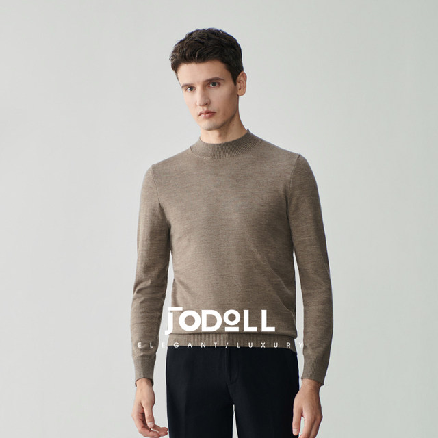 JODOLL Jodon 100% ເສື້ອຢືດຜ້າຂົນສັດບໍລິສຸດຜູ້ຊາຍ mid-high collar ສີແຂງ sweater ບາດເຈັບແລະທັງຫມົດທີ່ກົງກັນ sweater ເສື້ອ sweater bottoming