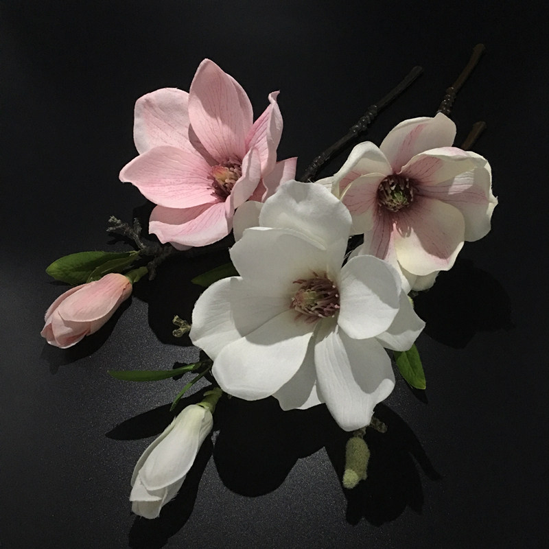 Simulation magnolia simulation jewelry Pastoral style ornaments Silk flowers Fake flower decoration Artificial simulation flower flower arrangement Floral art