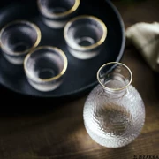 Nhật Bản Hammer Line Glass Ginger Gừng Rượu vang Set Một nồi Bốn ly Rượu vang ấm Đặt rượu vang Rượu nhỏ Ly - Rượu vang