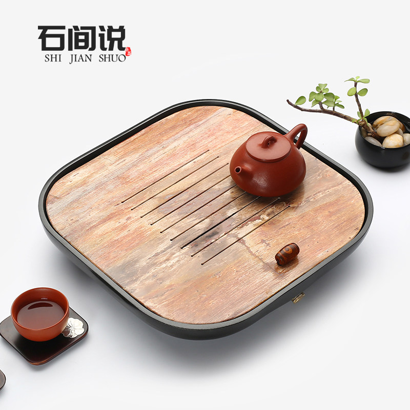 Stone room says natural wood fossil tea tray Home uginstone dry bubble storage water small tea table modern minimalist tea set tray