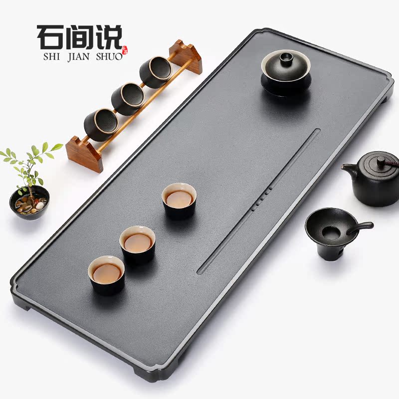 Stone room says natural urkin stone tea tray Home Whole Stone Tea Table Black Gold Stone Rectangular Stone Tea Set Nursery Tray