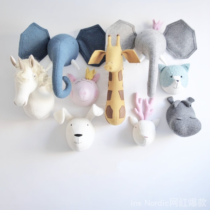 ins elephant giraffe animal head children's kindergarten wall decoration baby room cute wall toy