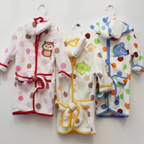 Export original single newborn coral velvet bathrobe baby hooded long cute little pajamas