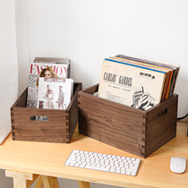 Black Walnut Tabletop CD Rack Vinyl LP Storage Case Solid Wood Swallowtail Wood Storage Box Vinyl Records Storage Rack