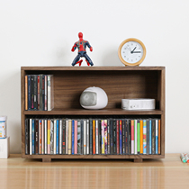 Black Walnut Desktop CD Storage Rack Blu-ray Disc Collection Display Cabinet Double Layer CD Cabinet Solid Wood Vintage Shelf