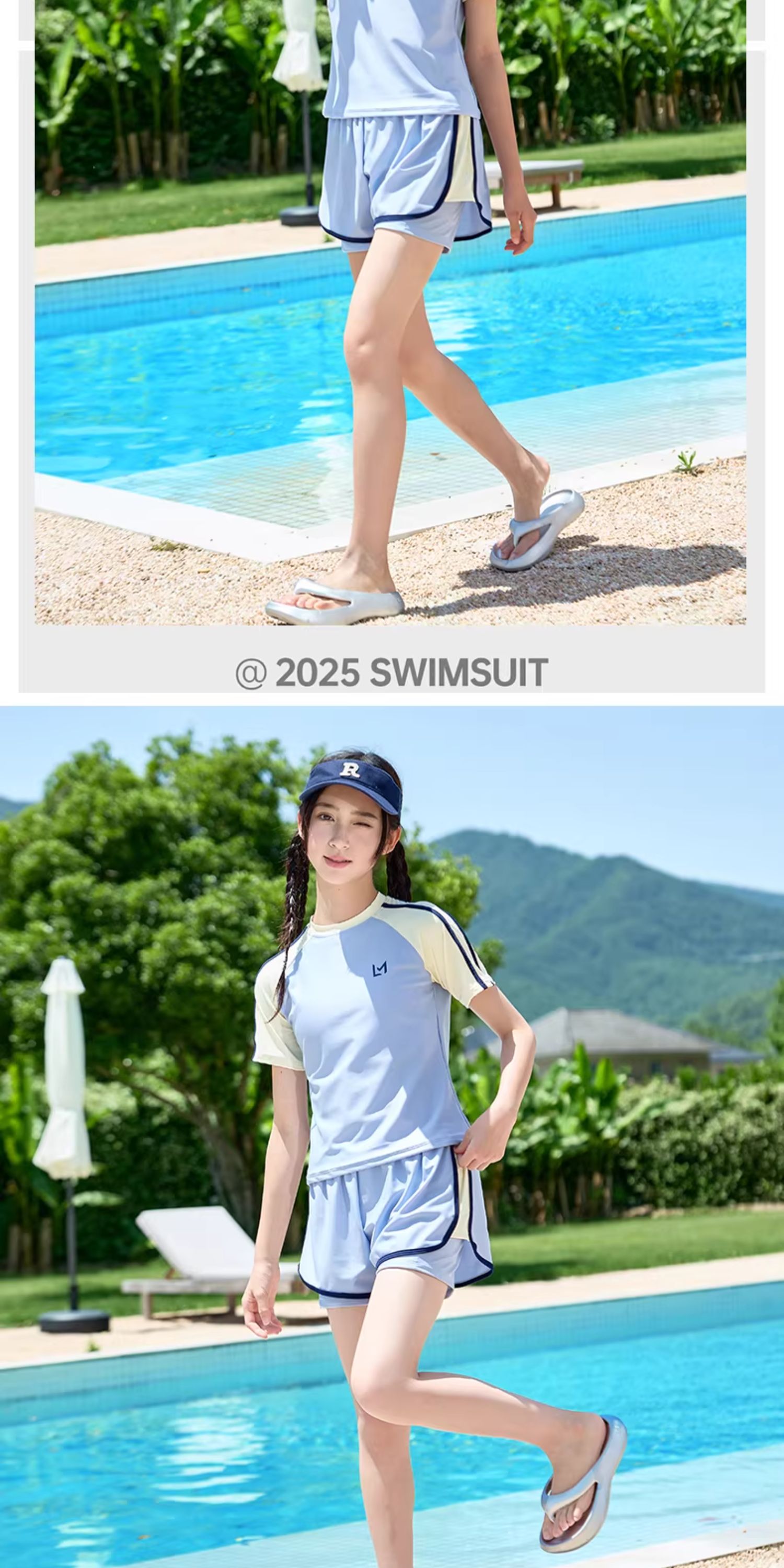 女童泳衣2026新款夏季初中生女孩带胸垫泳装速干中大童分体游泳衣 — 18