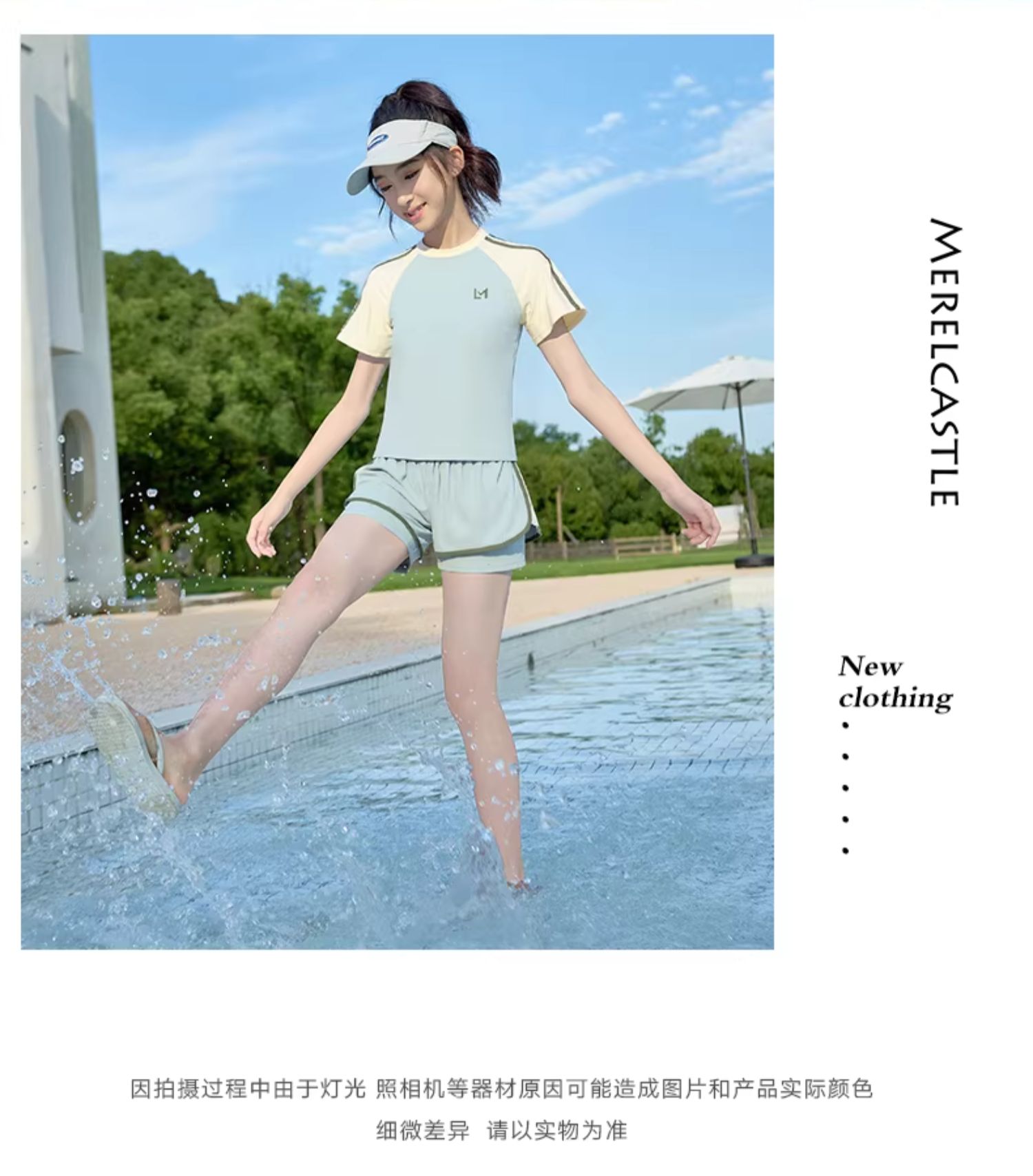 女童泳衣2026新款夏季初中生女孩带胸垫泳装速干中大童分体游泳衣 — 25