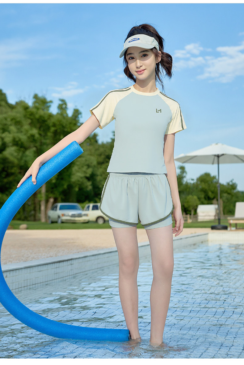 女童泳衣2026新款夏季初中生女孩带胸垫泳装速干中大童分体游泳衣 — 30