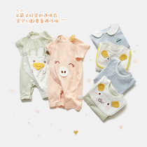 Baby one-piece clothes Summer slim fit male cute summer dress woman ultra cute baby khays short sleeves pure cotton newborn clothes