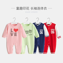 Baby Conjoined Clothes Spring Autumn Summer Thin style Sleeping Clothing Woman Pure Cotton Male Khae Newborn Clothes Baby Clothes Baby Autumn Clothing