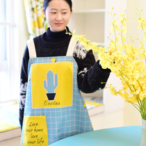 Nordic fresh cotton and linen couple apron geometric painting apron kitchen cooking sleeveless anti-fouling skirt overalls overalls