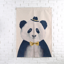 Nordic cotton and linen door curtain fabric half-curtain fitting room Bathroom dormitory occlusion partition Cartoon lion half-open short curtain
