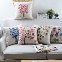 Modern cartoon love tree study bay window cushion cotton linen pillow office waist pillow mix and match sofa pillow case