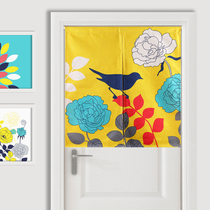 Can be customized Nordic flower and bird fabric door curtain curtain study partition porch curtain water curtain kitchen bedroom curtain