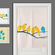 Can be customized Nordic modern geometric curtain thick cotton and linen feng shui curtain curtain partition curtain send pole