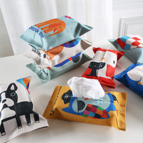 Songuo House large cotton and linen cloth paper towel cover Cartoon animal paper towel bag cover paper towel pumping creative paper towel box