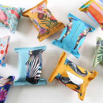 Pine house hand-painted elephant parrot tissue box cotton and linen Creative furnishings paper set towel car box decoration