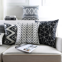 Pinecone house Nordic black and white geometric striped sofa pillow cover Suede waist pillow decorative cushion Model room pillow