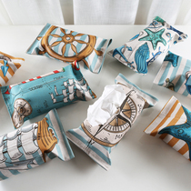 Pine house large cotton linen fabric tissue cover Mediterranean tissue bag creative tissue box towel box towel