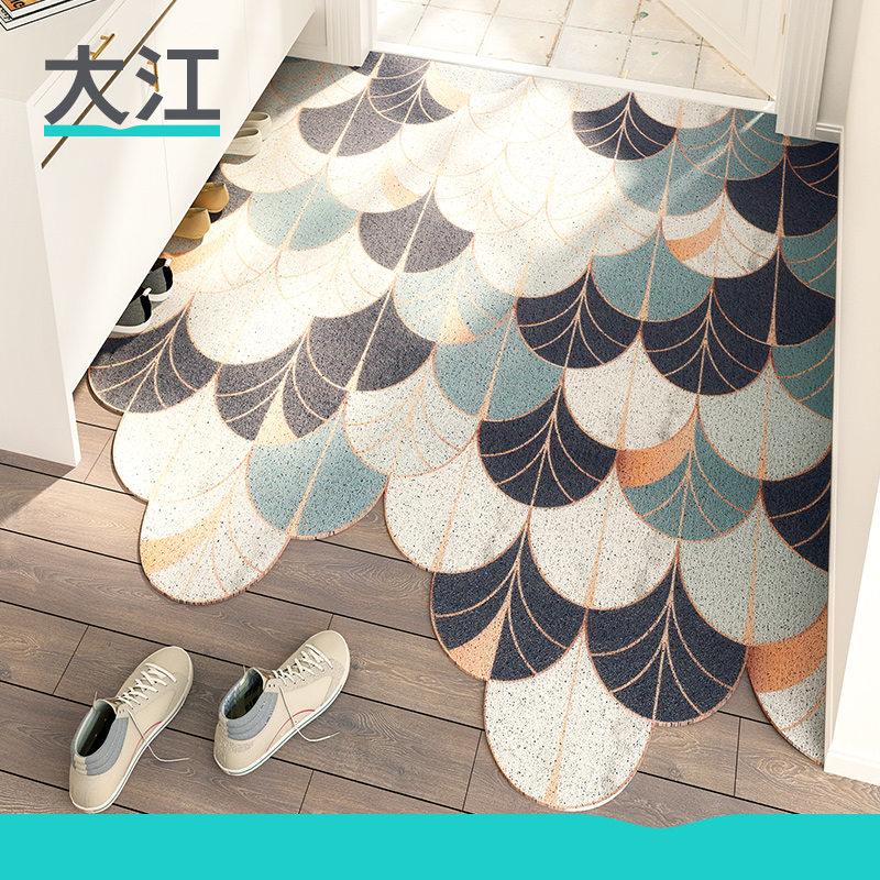 Dajiang Nordic Wind Entry-gate Silk Ring Ground Mat Household Door Mat Door Hall Large Doorway Carpet Entrance Door Footbed Can Be Cut.