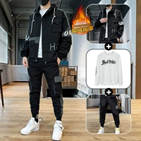 Флисовый комплект, черная толстовка, 3 предмета