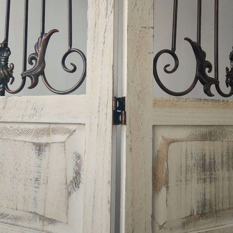 Vintage rèn sắt màn hình openwork phân vùng Trang trí nước Mỹ Phong cách châu Âu Phòng khách hiên nhà hàng màn hình gấp cũ - Màn hình / Cửa sổ vach ngan go