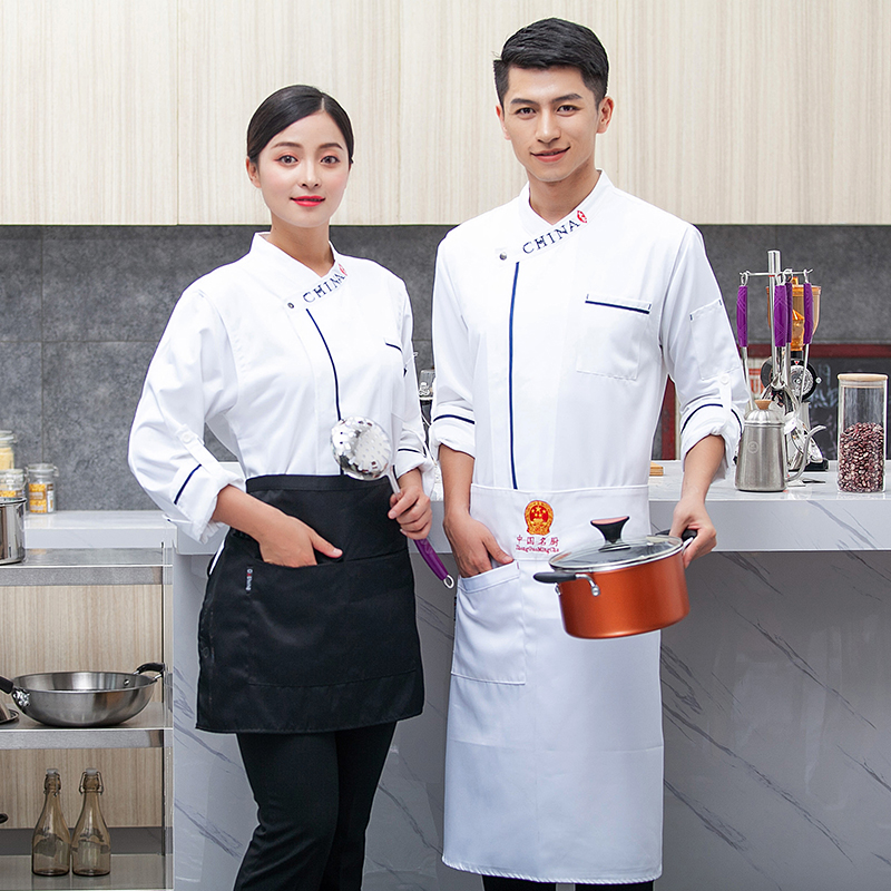 Chef quần áo ngắn tay của nam giới và đội ngũ nhân viên lắp đặt nhà hàng dịch vụ net thở của phụ nữ sau khi workclothes nhà hàng quần áo cửa hàng bánh của đầu bếp