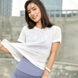 暴走的萝莉 Спортивная комфортная легкая и тонкая дышащая футболка для йоги для тренировок, короткий рукав, свободный крой, для бега