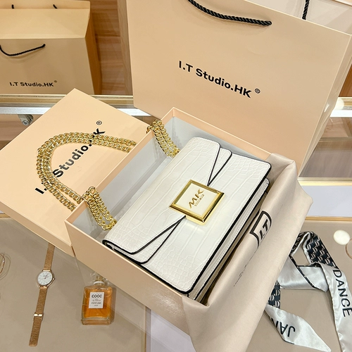 Цепь, сумка через плечо, демисезонная сумка на одно плечо, Гонконг, из натуральной кожи, премиум класс