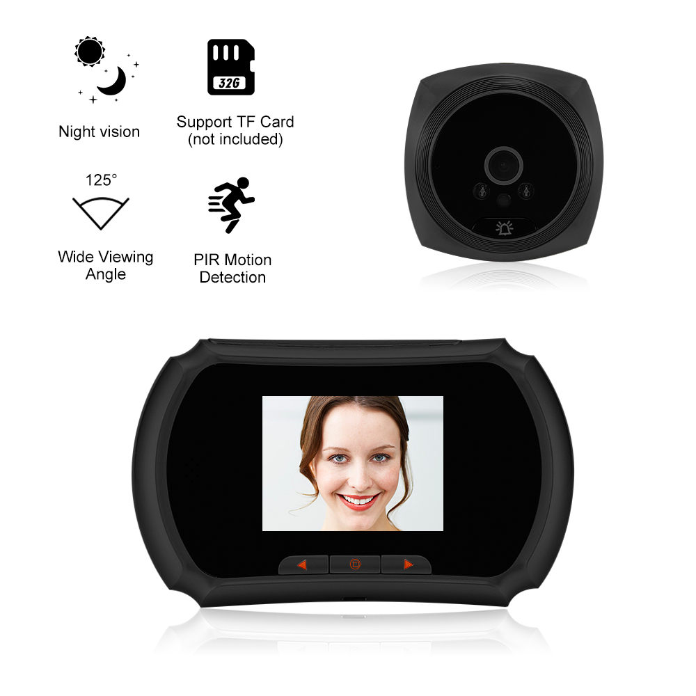 1 3MP Peephole Video Doorbell Camera Eye Doorbell PIR Motion