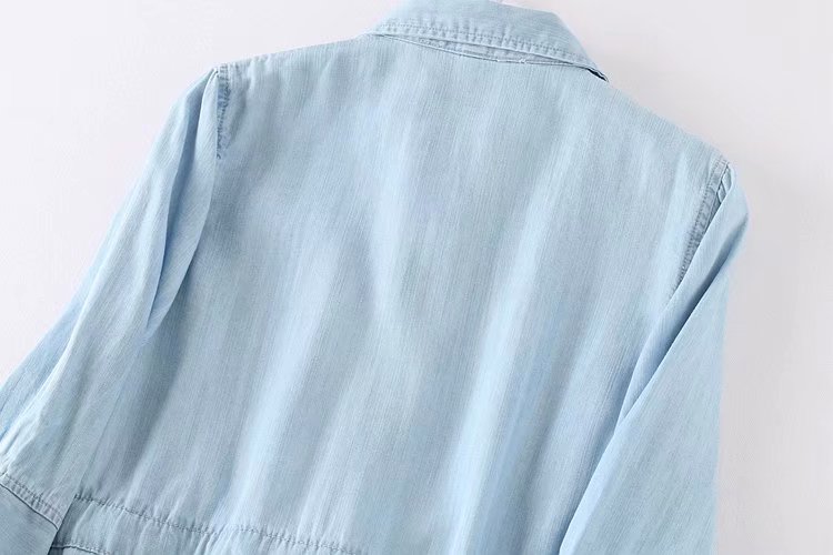 Váy mùa hè 2019 của phụ nữ Hàn Quốc mới Một chiếc váy denim dài từ trong tay áo thắt eo váy váy - A-Line Váy váy công sở chữ a