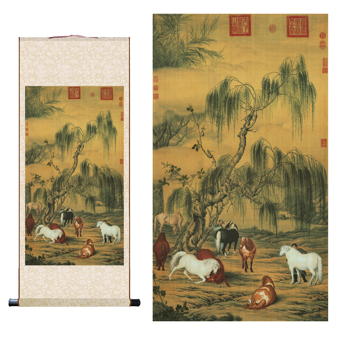 h13# 八骏图 中国古書画 画家郎世宁(清) 神品 h13# 八骏图 中国古書画 画家郎世宁(清) 神品 h13# 八骏图