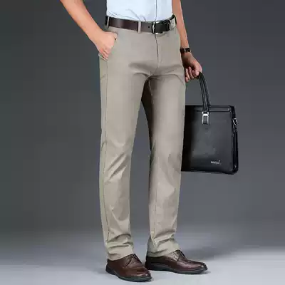 High-end men's casual pants Spring and Autumn new fashion brand loose straight middle-aged business pants cotton long pants men