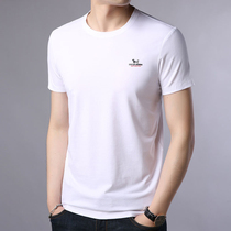 Mens high-end ice silk short sleeves T-shirt round collar summer mens clothing half sleeves silk light cotton loose casual new undershirt