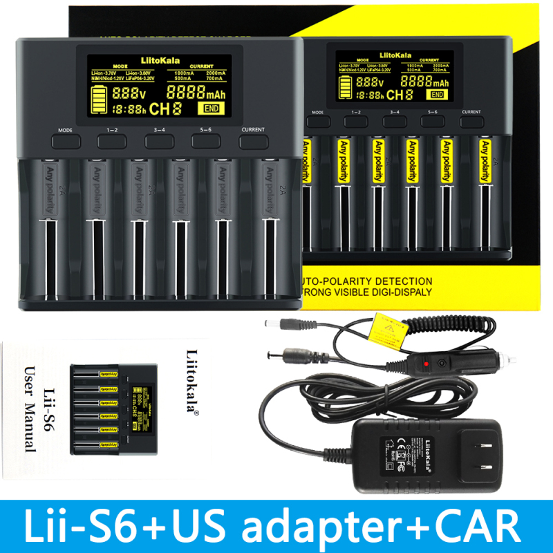 Cross-Border Exclusive Supply of S6 Charger, 6-Slot Automatic Polarity Detection, Suitable for 18650, 26650, 21700