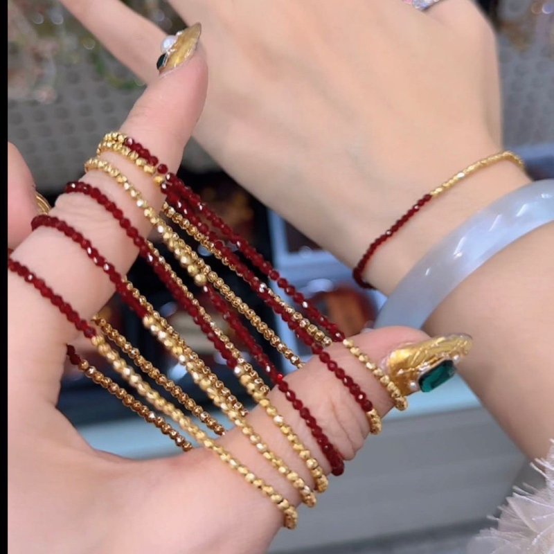 Bouncing Beads Elastic String Flashing Bead Bracelet Small Fortune Beads Bracelet Light Luxury High Aesthetic Value