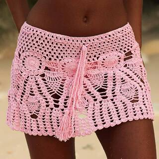 2020 European and American Hot-Selling Handmade Beach Bikini Skirt Ebay Wish Pure Hand-Crocheted Sexy Hollow A-Line Skirt