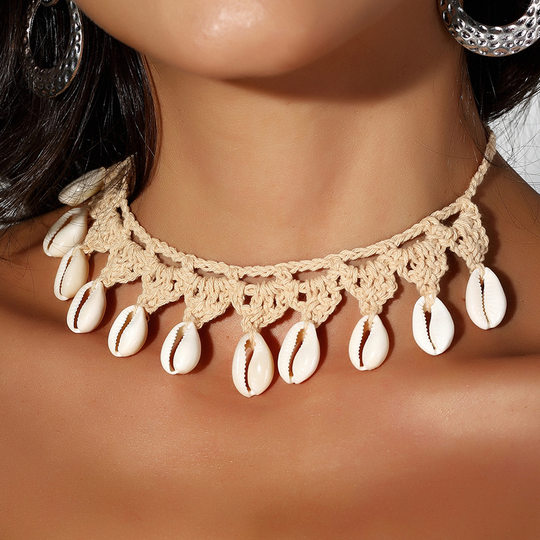 European and American Bohemian Style Shell Short Necklace Beach Scallop Pendant Clavicle Chain Personalized Neck Chain Long and Short Necklace