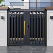 Aluminum alloy door villa courtyard door electric door rural stainless steel outdoor fence door wrought iron rural double door