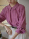 Design sense niche shirt purple black one-button shirt female autumn French retro layered lapel top