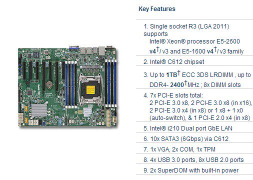 Super Micro SUPERMICRO X10SRL-F motherboard C612 2011-V3 single-way server motherboard
