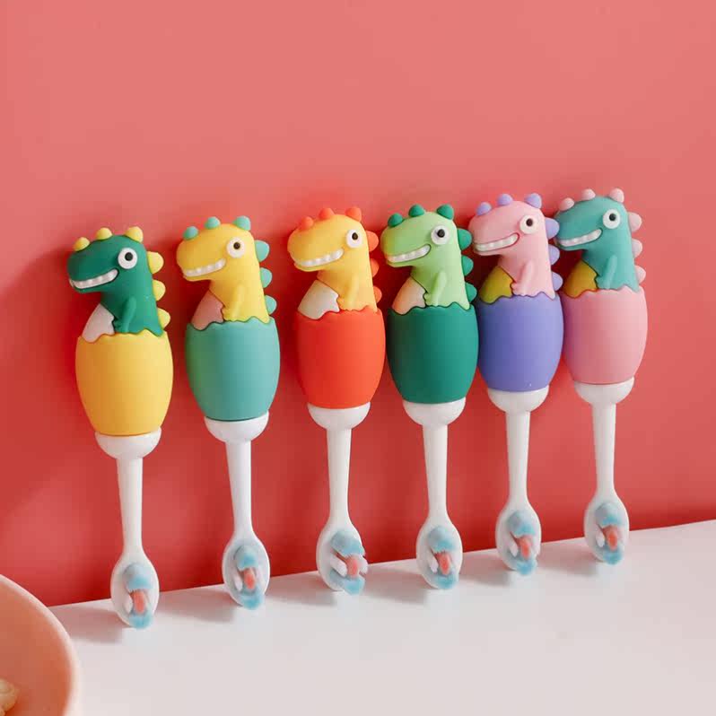 Dinosaur toothbrush children's two-year-old baby's special 3 to 6-one-8-10-12-year-old suitable for small children soft hair